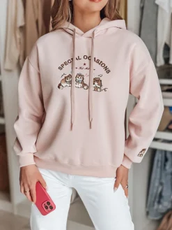 Bluzy Damskie>Dstreet Bluza damska oversize z kapturem SPECIAL KITTY różowa BY1511