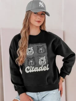 Bluzy Damskie>Dstreet Bluza damska oversize z misiami MISOBEARS czarna BY1437