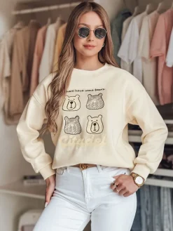 Bluzy Damskie>Dstreet Bluza damska oversize z misiami MISOBEARS ecru BY1435