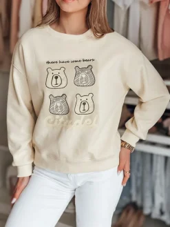 Bluzy Damskie>Dstreet Bluza damska oversize z misiami MISOBEARS ecru BY1435