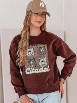 Bluzy Damskie>Dstreet Bluza damska oversize z misiami MISOBEARS bordowa BY1434