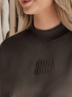 Bluzy Damskie>Dstreet Bluza damska oversize z naszywką LOVASON mokka BY1417