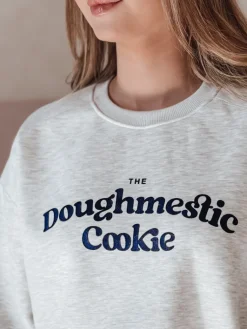 Bluzy Damskie>Dstreet Bluza damska oversize z nadrukiem COOKIES jasnoszara BY1444