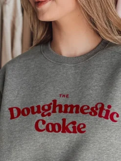 Bluzy Damskie>Dstreet Bluza damska oversize z nadrukiem COOKIES ciemnoszara BY1443