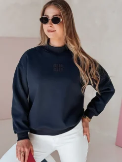 Bluzy Damskie>Dstreet Bluza damska oversize z naszywką LOVASON granatowa BY1416
