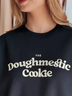 Bluzy Damskie>Dstreet Bluza damska oversize z nadrukiem COOKIES granatowa BY1447