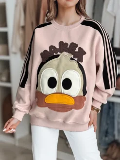 Bluzy Damskie>Dstreet Bluza damska oversize z naszywkami CUTE MAKEX różowa BY1493