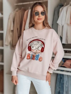 Bluzy Damskie>Dstreet Bluza damska oversize z nadrukiem LALA VIBE różowa BY1505