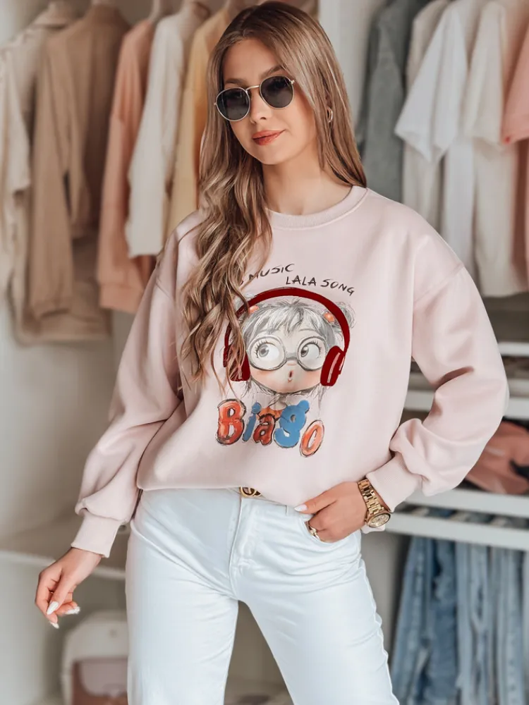Bluzy Damskie>Dstreet Bluza damska oversize z nadrukiem LALA VIBE różowa BY1505