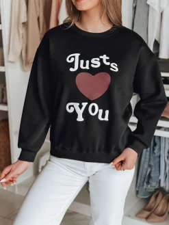 Bluzy Damskie>Dstreet Bluza damska oversize z nadrukiem JUST LOVE YOU czarna BY1472