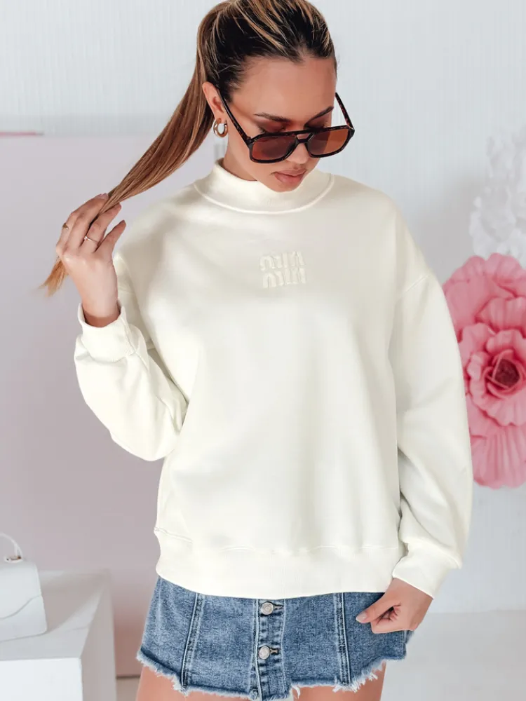 Bluzy Damskie>Dstreet Bluza damska oversize z naszywką LOVASON ecru BY1421