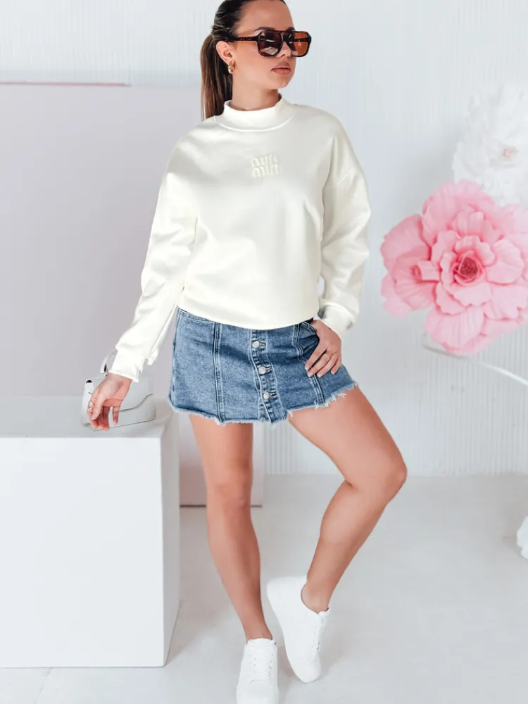 Bluzy Damskie>Dstreet Bluza damska oversize z naszywką LOVASON ecru BY1421