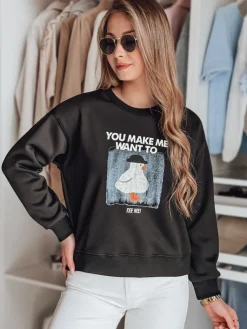 Bluzy Damskie>Dstreet Bluza damska oversize z nadrukiem GOOSHY czarna BY1429