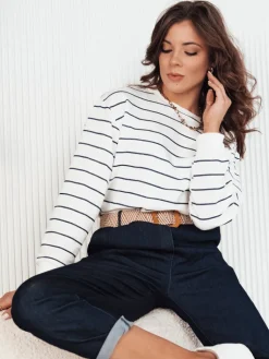 Bluzy Damskie>Dstreet Bluza damska w paski STRIPEON ecru RY2342
