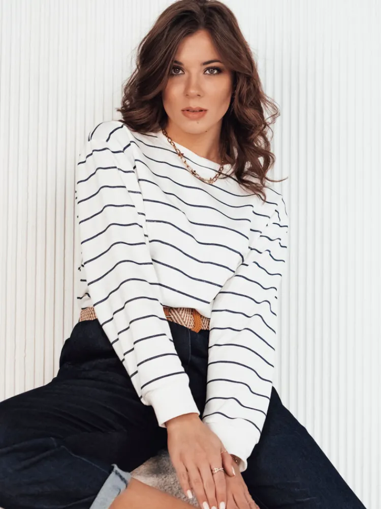 Bluzy Damskie>Dstreet Bluza damska w paski STRIPEON ecru RY2342