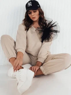 Bluzy Damskie>Dstreet Bluza damska w serek FILAN beżowa BY1259