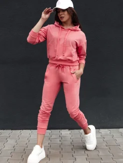 Bluzy Damskie>Dstreet Bluza damska z kapturem TRENDHOOD koralowa BY1309