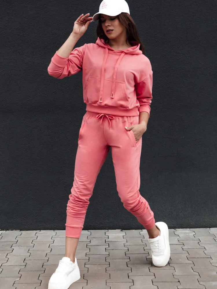 Bluzy Damskie>Dstreet Bluza damska z kapturem TRENDHOOD koralowa BY1309