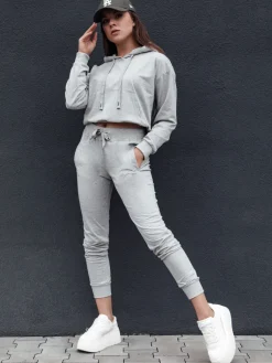 Bluzy Damskie>Dstreet Bluza damska z kapturem TRENDHOOD jasnoszara BY1306