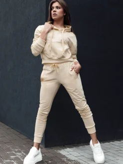 Bluzy Damskie>Dstreet Bluza damska z kapturem TRENDHOOD kremowa BY1308