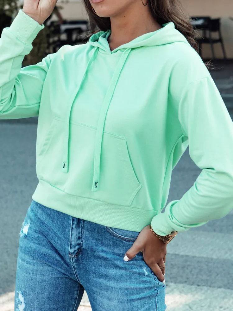 Bluzy Damskie>Dstreet Bluza damska z kapturem TRENDHOOD mietowa BY1333