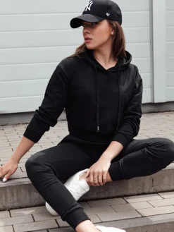 Bluzy Damskie>Dstreet Bluza damska z kapturem TRENDHOOD czarna BY1307