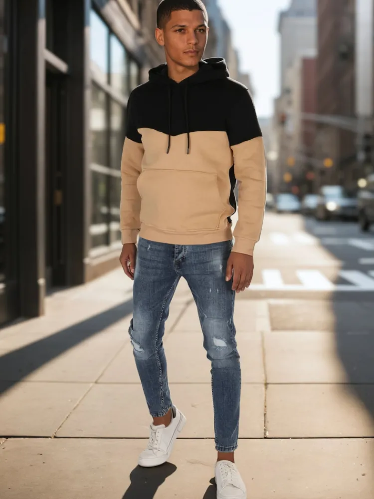 Bluzy Męskie>Dstreet Bluza męska basic z kapturem czarna BX5877