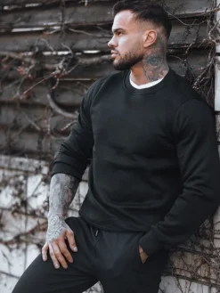 Bluzy Męskie>Dstreet Bluza męska bez kaptura czarna BX2416z