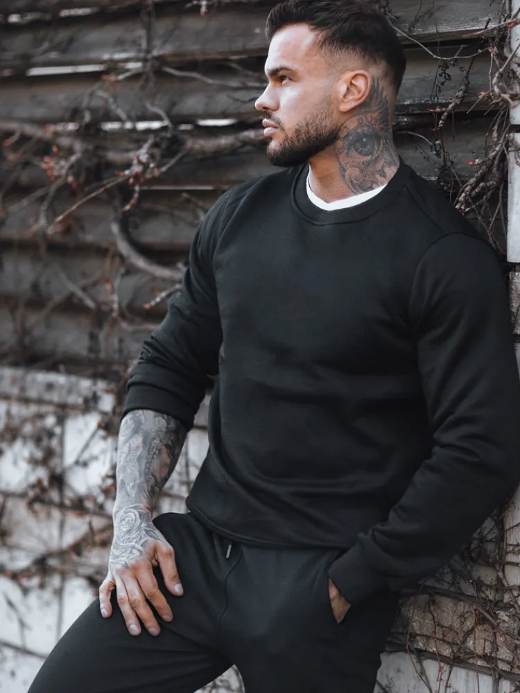 Bluzy Męskie>Dstreet Bluza męska bez kaptura czarna BX2416z