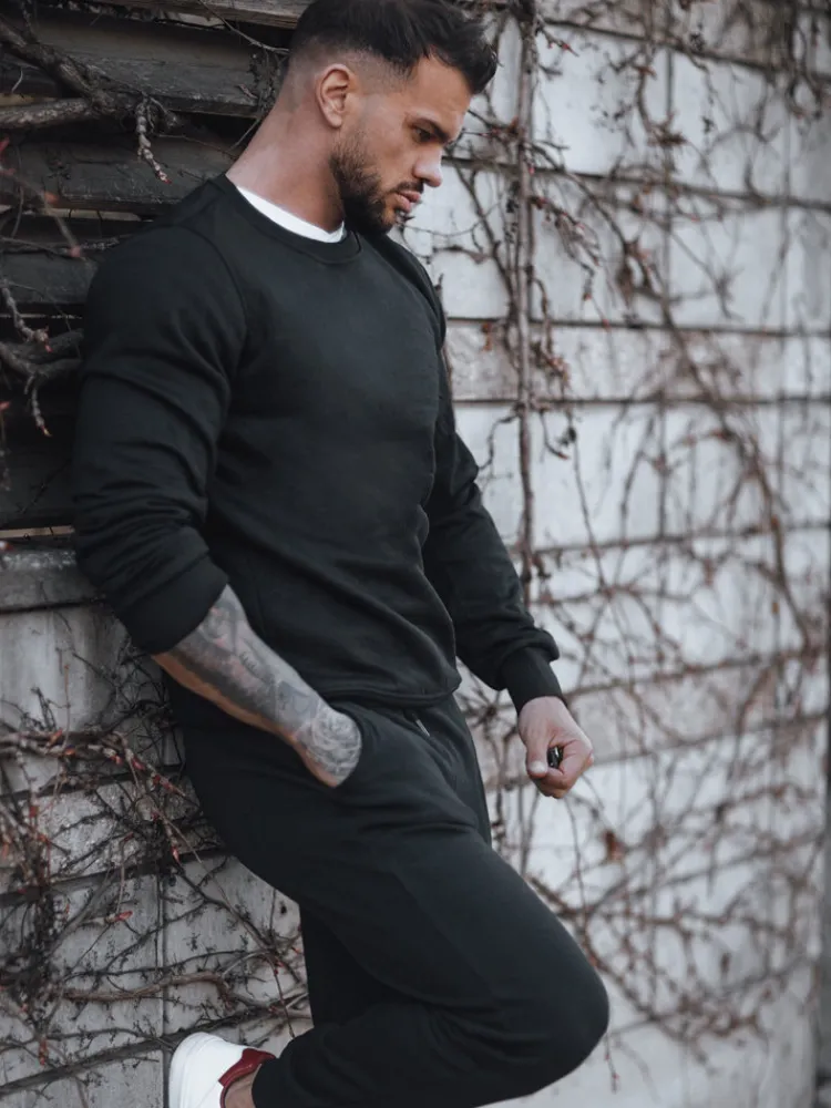 Bluzy Męskie>Dstreet Bluza męska bez kaptura czarna BX2416z