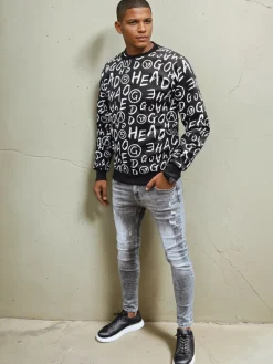 Bluzy Męskie>Dstreet Bluza męska bez kaptura czarna BX5742