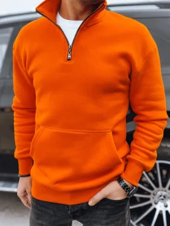 Bluzy Męskie>Dstreet Bluza męska bez kaptura pomarańczowa BX5669