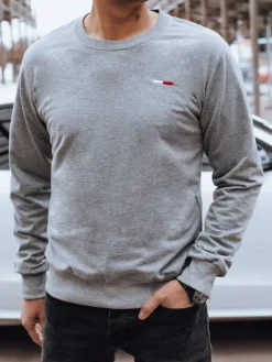 Bluzy Męskie>Dstreet Bluza męska bez kaptura szara BX5737