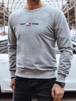 Bluzy Męskie>Dstreet Bluza męska bez kaptura szara BX5734