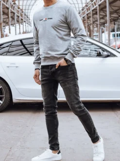 Bluzy Męskie>Dstreet Bluza męska bez kaptura szara BX5734