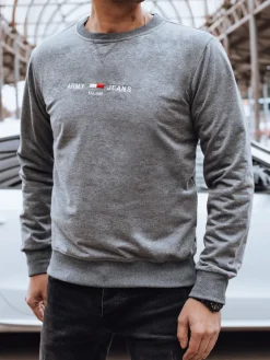 Bluzy Męskie>Dstreet Bluza męska bez kaptura szara BX5735