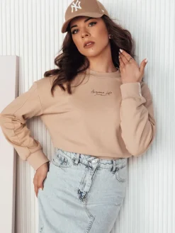 Bluzy Damskie>Dstreet Bluza oversize damska AWIOL kremowa BY1274