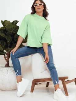 Bluzki Damskie>Dstreet Bluzka damska CHARMA jasnozielona RY2475