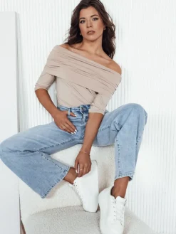 Bluzki Damskie>Dstreet Bluzka damska hiszpanka POLL beżowa RY2513