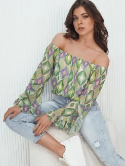 Bluzki Damskie>Dstreet Bluzka damska hiszpanka SPRIAN zielona RY2464