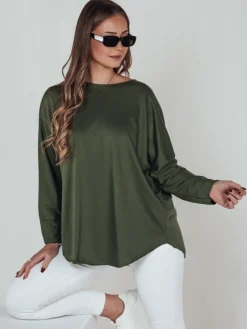 Bluzki Damskie>Dstreet Bluzka damska LOOSEFEMME oversize z wisiorkiem zielona RY2707