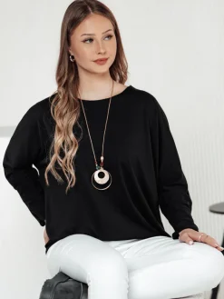 Bluzki Damskie>Dstreet Bluzka damska LOOSEFEMME oversize z wisiorkiem z czarna RY2705