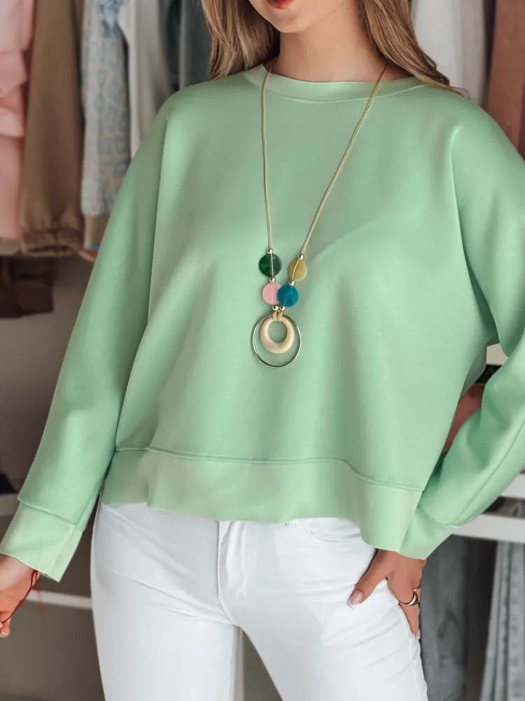 Bluzki Damskie>Dstreet Bluzka damska masełko oversize z wisiorkiem NUBISS miętowa RY2801