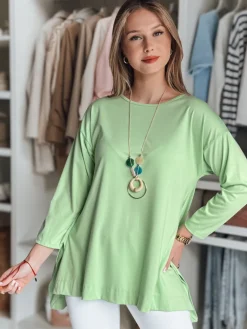Bluzki Damskie>Dstreet Bluzka damska masełko oversize z wisiorkiem COMFILA jasnozielona RY2792
