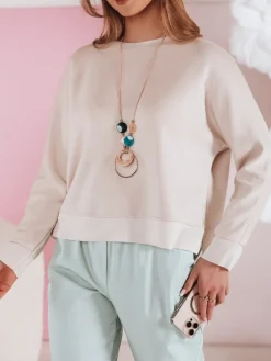 Bluzki Damskie>Dstreet Bluzka damska masełko oversize z wisiorkiem NUBISS mokka RY2797