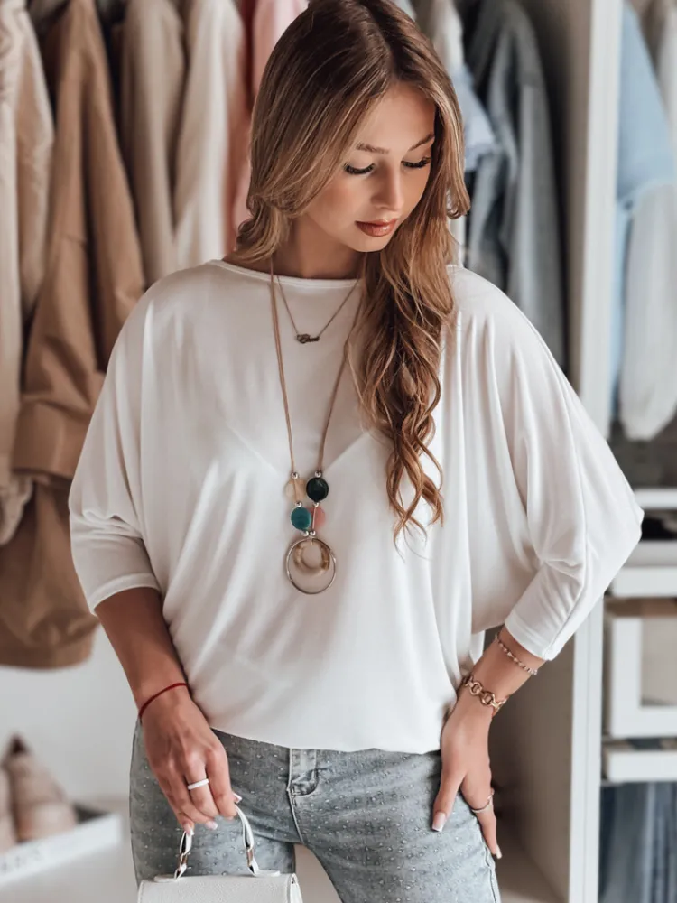 Bluzki Damskie>Dstreet Bluzka damska masełko oversize z wisiorkiem LUZVIA ecru RY2771