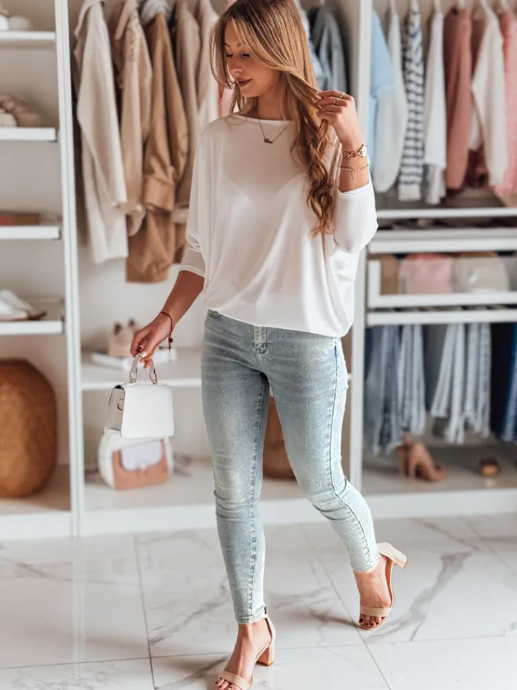 Bluzki Damskie>Dstreet Bluzka damska masełko oversize z wisiorkiem LUZVIA ecru RY2771