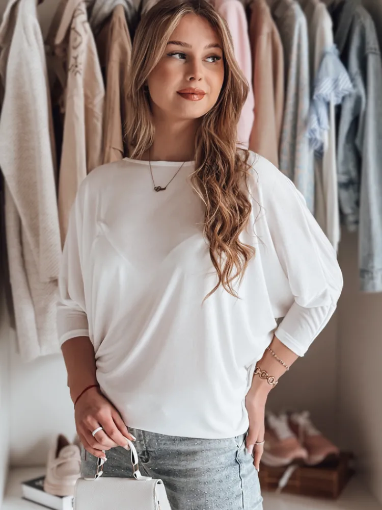 Bluzki Damskie>Dstreet Bluzka damska masełko oversize z wisiorkiem LUZVIA ecru RY2771