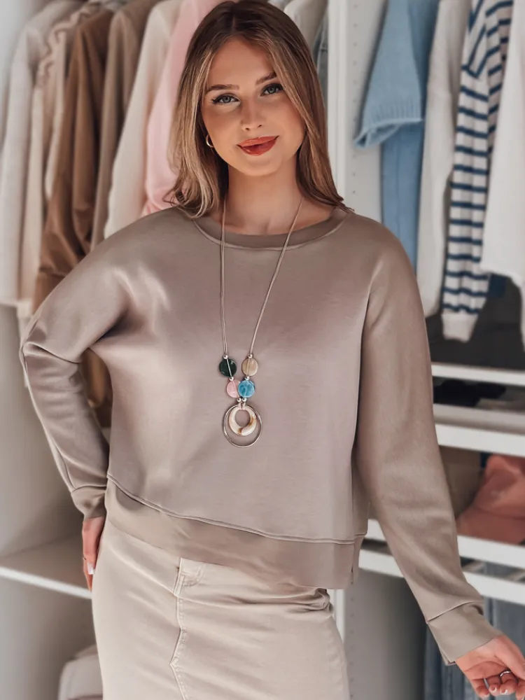Bluzki Damskie>Dstreet Bluzka damska masełko oversize z wisiorkiem NUBISS popielata RY2800