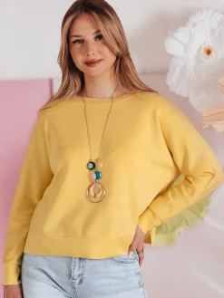 Bluzki Damskie>Dstreet Bluzka damska masełko oversize z wisiorkiem NUBISS żółta RY2798